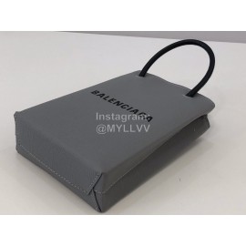 Balenciaga Mini Letter Cowhide Shopping Handbag Gray