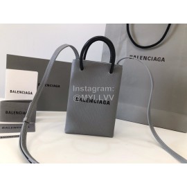 Balenciaga Mini Letter Cowhide Shopping Handbag Gray