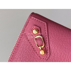 Balenciaga Litchi Grain Cowhide Two Folding Wallets Rose Red