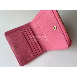 Balenciaga Litchi Grain Cowhide Two Folding Wallets Rose Red