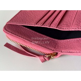 Balenciaga Litchi Grain Cowhide Two Folding Wallets Rose Red