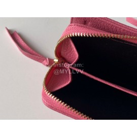 Balenciaga Litchi Grain Cowhide Two Folding Wallets Rose Red