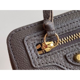 Balenciaga Litchi Grain Cowhide Two Folding Wallets Gray