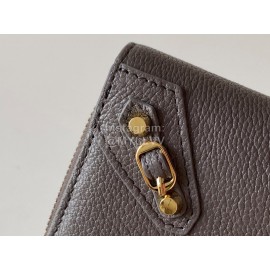 Balenciaga Litchi Grain Cowhide Two Folding Wallets Gray