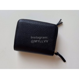 Balenciaga Litchi Grain Cowhide Two Folding Wallets Black