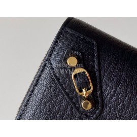 Balenciaga Litchi Grain Cowhide Two Folding Wallets Black