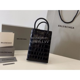 Balenciaga Crocodile Leather Mobile Phone Bag Black
