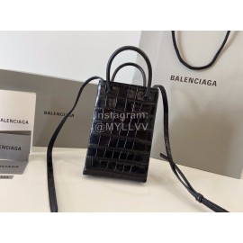 Balenciaga Crocodile Leather Mobile Phone Bag Black