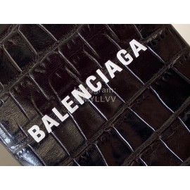 Balenciaga Crocodile Leather Mobile Phone Bag Black