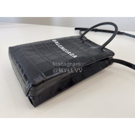 Balenciaga Crocodile Leather Mobile Phone Bag Black