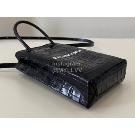 Balenciaga Crocodile Leather Mobile Phone Bag Black