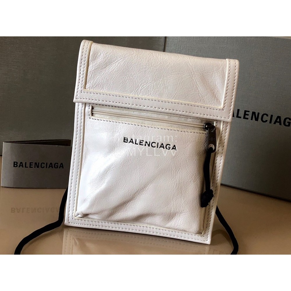 Balenciaga Fashion Cowhide Crossbody Bag White