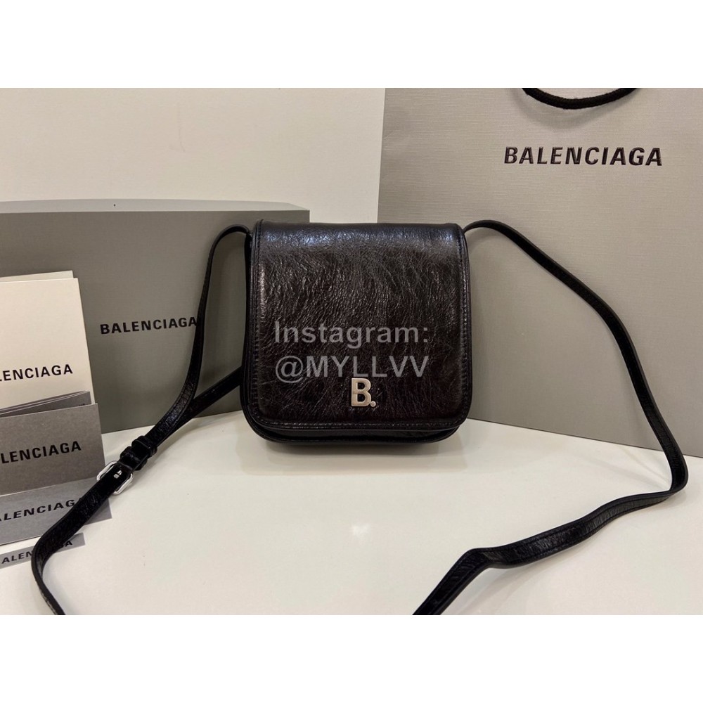 Balenciaga Soft Cowhide Crossbody Flap Bag Black