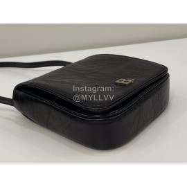 Balenciaga Soft Cowhide Crossbody Flap Bag Black