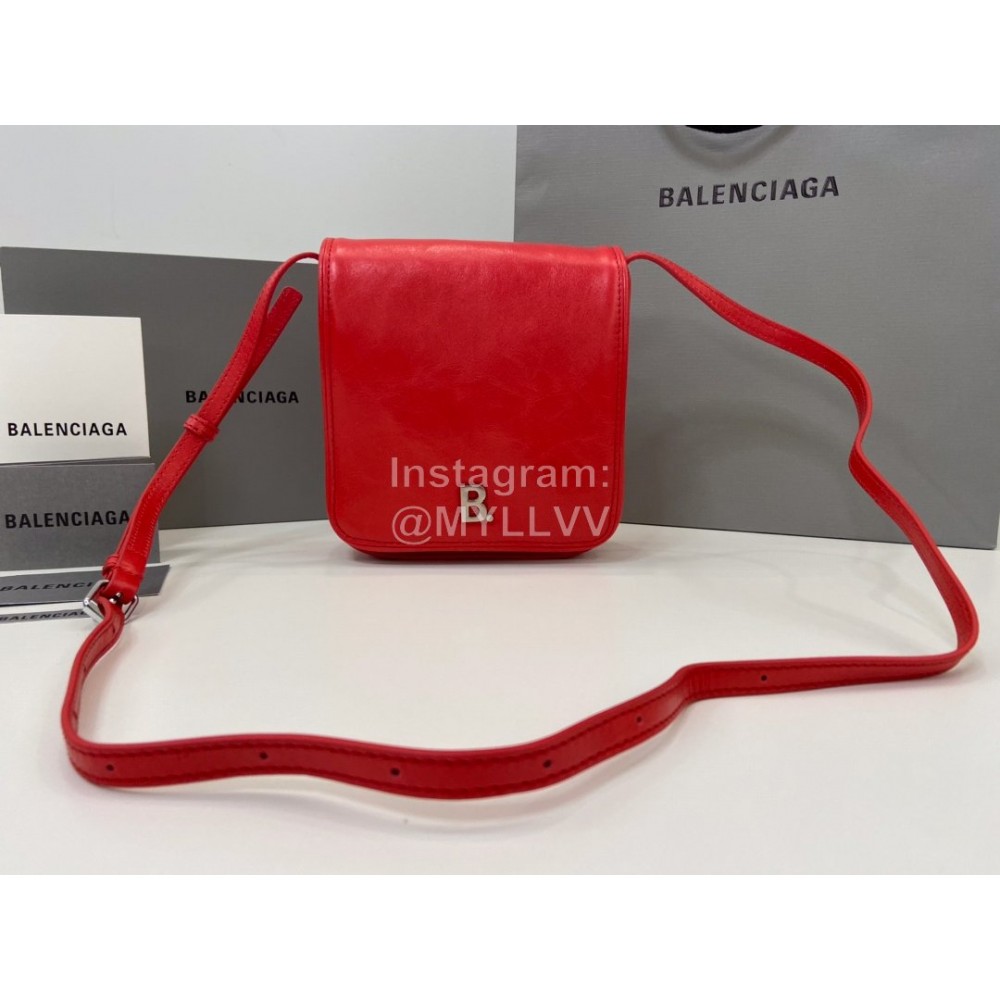 Balenciaga Soft Cowhide Crossbody Flap Bag Red