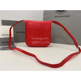 Balenciaga Soft Cowhide Crossbody Flap Bag Red