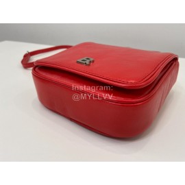 Balenciaga Soft Cowhide Crossbody Flap Bag Red