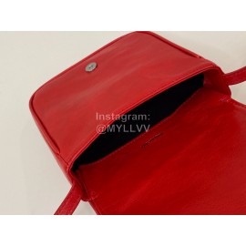 Balenciaga Soft Cowhide Crossbody Flap Bag Red