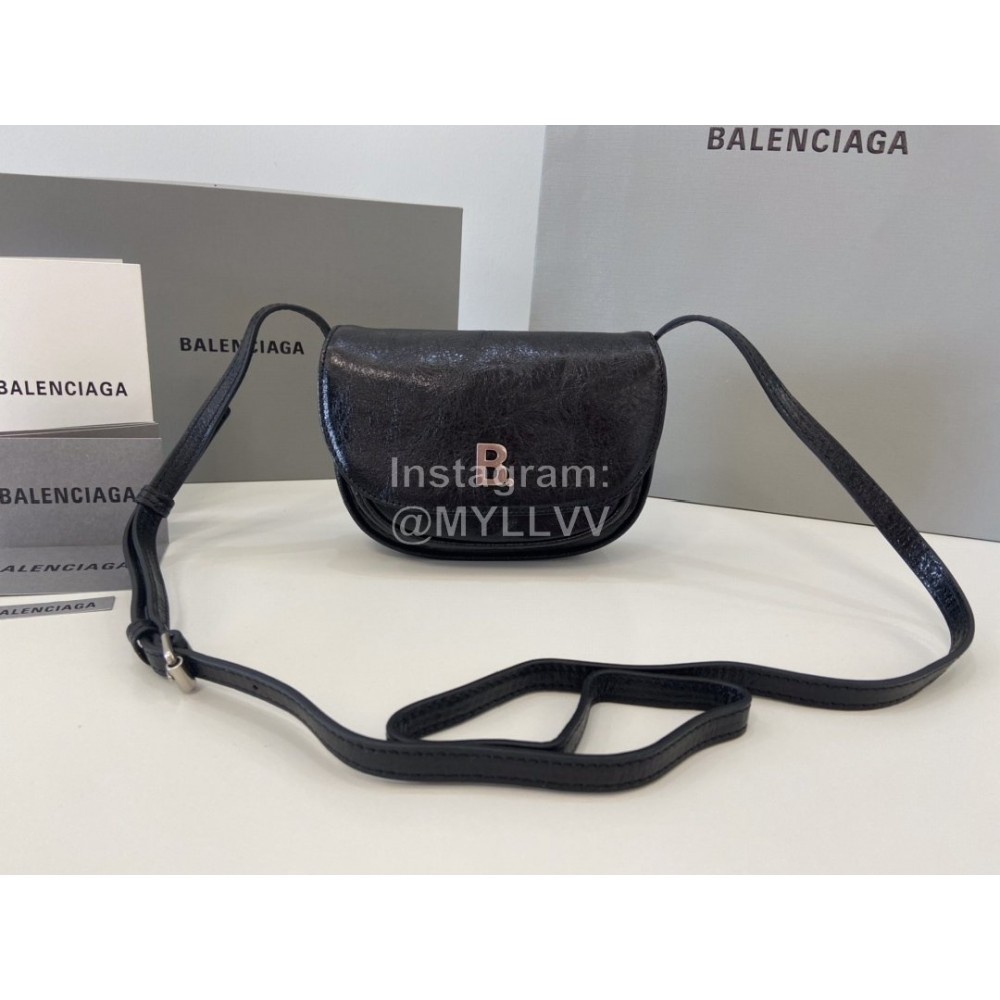 Balenciaga Soft Black Cowhide Crossbody Flap Bag