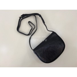 Balenciaga Soft Black Cowhide Crossbody Flap Bag