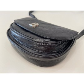 Balenciaga Soft Black Cowhide Crossbody Flap Bag