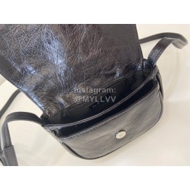 Balenciaga Soft Black Cowhide Crossbody Flap Bag