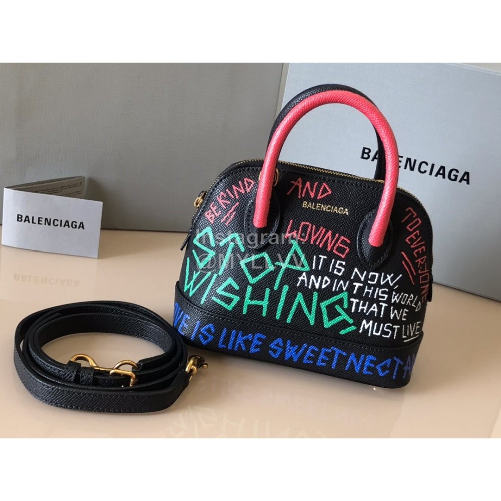 Balenciaga Fashion Letter Graffiti Leather Crossbody Bag Handbag