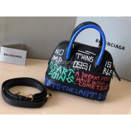 Balenciaga Fashion Letter Graffiti Leather Crossbody Bag Handbag
