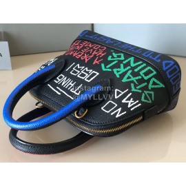 Balenciaga Fashion Letter Graffiti Leather Crossbody Bag Handbag