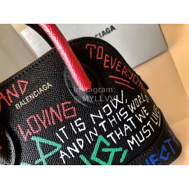 Balenciaga Fashion Letter Graffiti Leather Crossbody Bag Handbag