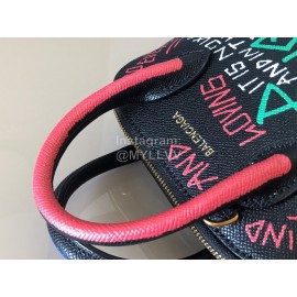 Balenciaga Fashion Letter Graffiti Leather Crossbody Bag Handbag