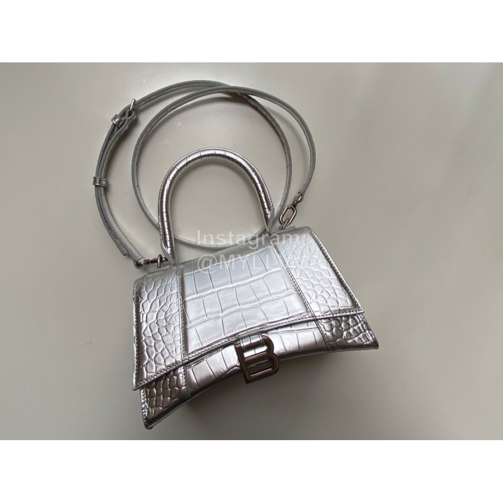 Balenciaga Large Crocodile Leather Hourglass Handbag Crossbody Bag