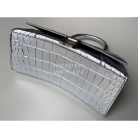 Balenciaga Large Crocodile Leather Hourglass Handbag Crossbody Bag