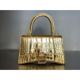 Balenciaga Crocodile Leather Handbag Crossbody Bag Gold