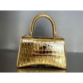 Balenciaga Crocodile Leather Handbag Crossbody Bag Gold