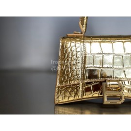 Balenciaga Crocodile Leather Handbag Crossbody Bag Gold