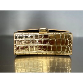 Balenciaga Crocodile Leather Handbag Crossbody Bag Gold