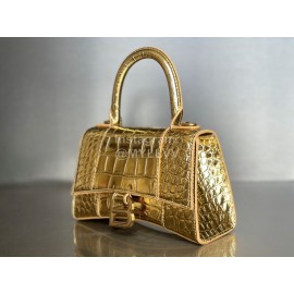 Balenciaga Crocodile Leather Handbag Crossbody Bag Gold