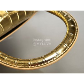 Balenciaga Crocodile Leather Handbag Crossbody Bag Gold