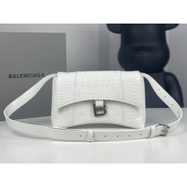 Balenciaga Crocodile Leather Handbag Crossbody Bag White