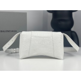 Balenciaga Crocodile Leather Handbag Crossbody Bag White