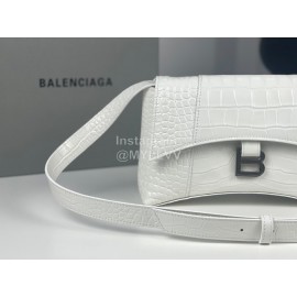 Balenciaga Crocodile Leather Handbag Crossbody Bag White