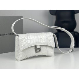 Balenciaga Crocodile Leather Handbag Crossbody Bag White
