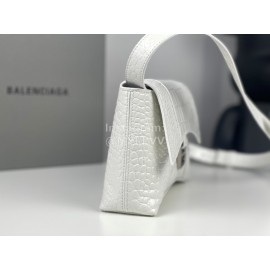 Balenciaga Crocodile Leather Handbag Crossbody Bag White
