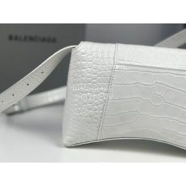 Balenciaga Crocodile Leather Handbag Crossbody Bag White