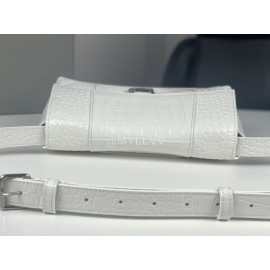 Balenciaga Crocodile Leather Handbag Crossbody Bag White
