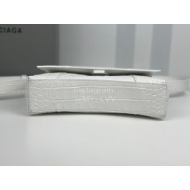 Balenciaga Crocodile Leather Handbag Crossbody Bag White