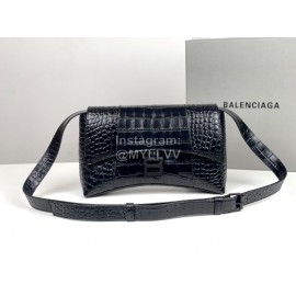 Balenciaga Crocodile Leather Handbag Crossbody Bag Black