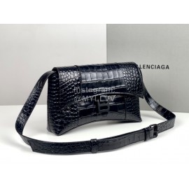 Balenciaga Crocodile Leather Handbag Crossbody Bag Black