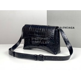 Balenciaga Crocodile Leather Handbag Crossbody Bag Black